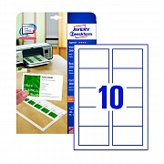 Визитные карточки Avery Zweckform Quick&Clean C32011-10, белые, 85х54мм, 200г/м2, 10шт на листе А4,