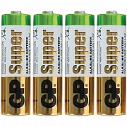 Батарейка Gp Super Alkaline AA LR6, 1.5В, алкалиновые, 4шт/уп, эконом