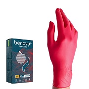 Перчатки нитриловые Benovy Nitrile MultiColor р.М, 8г, красные, 50 пар