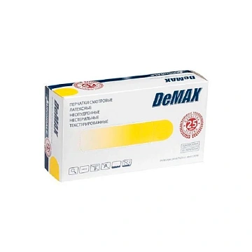 Перчатки латексные хозяйственные Demax р.S неопудренные белые, 50 пар