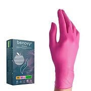 Перчатки нитриловые Benovy Nitrile MultiColor р.L, 7.6г, розовые, 50 пар