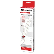 Сетевой фильтр Sonnen U-363 6 розеток, 3м, белый, с заземлением