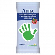 Салфетки влажные Aura для рук антибактериальные, 20шт