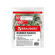 Резинки для денег Brauberg 60х1.5мм, 50г, разноцветные, 90шт