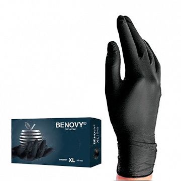 Перчатки нитриловые Benovy Nitrile MultiColor BS р.XS, 7г, черные, 50 пар