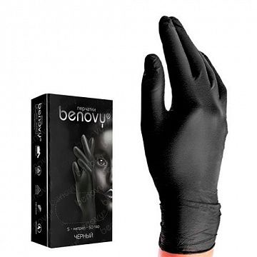 Перчатки нитриловые Benovy Nitrile TrueColor р.S, черные, 50 пар