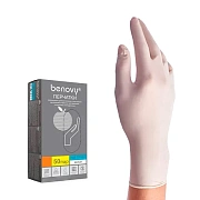Перчатки нитриловые Benovy Nitrile р.М, белые, 50 пар