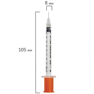 Шприцы одноразовые Sfm инсулиновые 1мл, U-100 игла несъемная 0,3х8 мм - 30G, 10шт, пакет