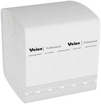 Туалетная бумага листовая Veiro Professional Comfort TV201, 250 листов, 2 слоя, белая, V укладка