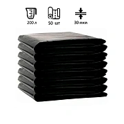 Мешки для мусора Ромашка 200л, ПВД, 90х130см, 30мкм, 65гр, 50шт, черные, в пласте