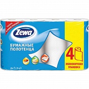 Бумажные полотенца Zewa белые, 2 слоя, 4 рулона