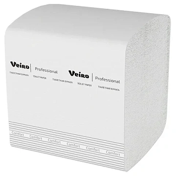 Туалетная бумага листовая Veiro Professional Comfort TV201, 250 листов, 2 слоя, белая, V укладка