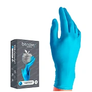 Перчатки нитриловые Benovy Nitrile Chlorinated BS р.XL, голубые, 100 пар