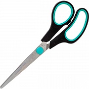 Ножницы Attache 21.5см, черно-зеленые, прорезиненные ручки