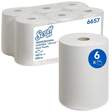Бумажные полотенца Kimberly-Clark Scott Slimroll 6657, в рулоне, 165м, 1 слой, белые