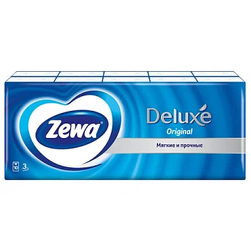 Бумажные носовые платки Zewa Deluxe 10уп х 10шт, 3 слоя