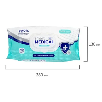 Дезинфицирующие салфетки Smart Medical 100шт