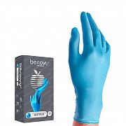 Перчатки нитриловые Benovy Nitrile Chlorinated BS р.M, голубые, 100 пар