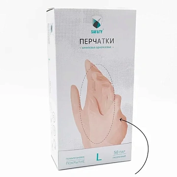 Перчатки виниловые Saf&ty р.M, прозрачные, 50 пар