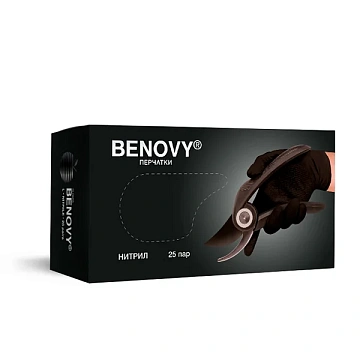 Перчатки нитриловые Benovy Nitrile Ultra Protection BS р.М, черные, особопрочные, 25 пар