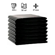 Мешки для мусора Ромашка 200л, ПВД, 90х130см, 37мкм, 80гр, 50шт, черные, в пласте