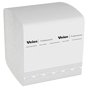 Туалетная бумага листовая Veiro Professional Comfort TV201, 250 листов, 2 слоя, белая, V укладка
