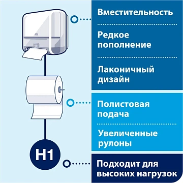 Бумажные полотенца Tellus (tork) Universal Soft Matic H1 1слой, рулон 280м, белые, 290100