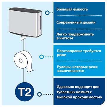 Диспенсер для туалетной бумаги в рулонах Tork Image Design T2, 460006, мини, металлик