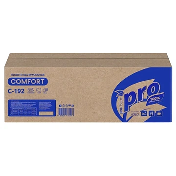 Бумажные полотенца листовые Protissue C192, листовые, белые, V укладка, 250шт, 1 слой