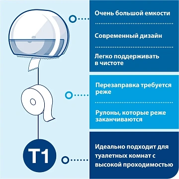 Туалетная бумага Tellus (tork) Стандарт T1, 1 слой, 525м, белая, 120195