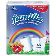 Бумажные полотенца Familia Радуга, 2 слоя, белые, 2 рулона