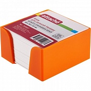 Блок для записей в подставке Attache Fantasy белый в оранжевом боксе, 90х90х50мм