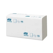 Бумажные полотенца Tellus (tork) Universal H3, 290158, листовые, белые, V укладка, 300шт, 2 слоя