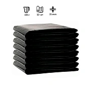 Мешки для мусора Ромашка 180л, ПВД, 90х110см, 35мкм, 50шт, черные, в пласте