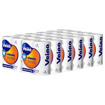 Бумажные полотенца Veiro Classic 2 слоя, 2 рулона, 12,5м, белые