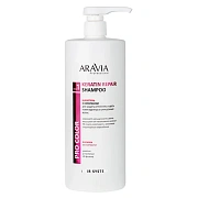 Шампунь Aravia Keratin Repair Shampoo для защиты структуры и цвета поврежденных и окрашенных волос, 1л