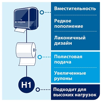 Диспенсер для полотенец в рулонах Tellus (tork) Elevation H1, 551000, белый