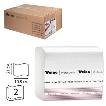 Туалетная бумага листовая Veiro Professional Premium TV302, 250 листов, 2 слоя, белая, V укладка