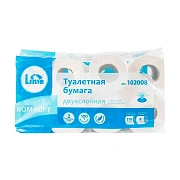 Туалетная бумага Lime без аромата, белая, 2 слоя, 8 рулонов, 20м, 102008
