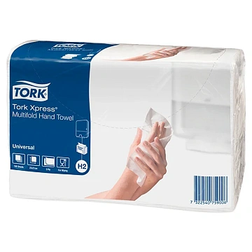Бумажные полотенца листовые Tellus (tork) Universal H2, 471103, листовые, белые, Z укладка, 190шт, 2 слоя