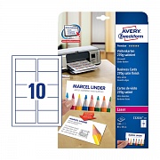 Визитные карточки Avery Zweckform Quick&Clean C32026-10, белые сатиновые, 85х54мм, 270г/м2, 10шт на