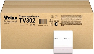 Туалетная бумага листовая Veiro Professional Premium TV302, 250 листов, 2 слоя, белая, V укладка