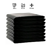 Мешки для мусора Ромашка 300л, ПВД, 115х140см, 45мкм, 20шт, черные, в пласте