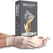 Перчатки латексные Benovy Latex Chlorinated р.S, 50 пар