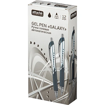 Ручка гелевая автоматическая Attache selection Galaxy черная, 0.5мм