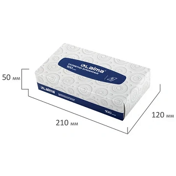 Косметические салфетки Laima 100шт, 20х20см, 2 слоя