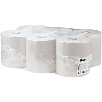 Бумажные полотенца рулонные с ц.вытяжкой Veiro Professional Basic KP105 300м, 1 слой, белые, 6 рулонов