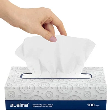 Косметические салфетки Laima 100шт, 20х20см, 2 слоя