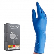 Перчатки латексные Benovy Latex High Risk р.L, 26г, повышенной прочности, синие, 25 пар
