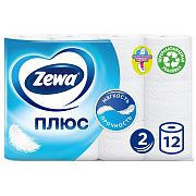 Туалетная бумага Zewa Плюс без аромата, белая, 2 слоя, 12 рулонов, 184 листа, 23м
